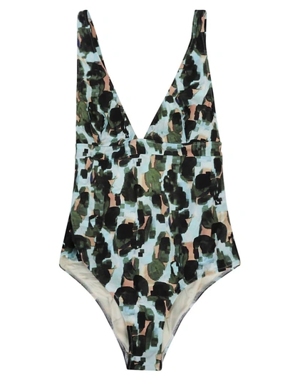 Shop Feel Me Fab Crossy Printed One-piece Swimsuit In Green