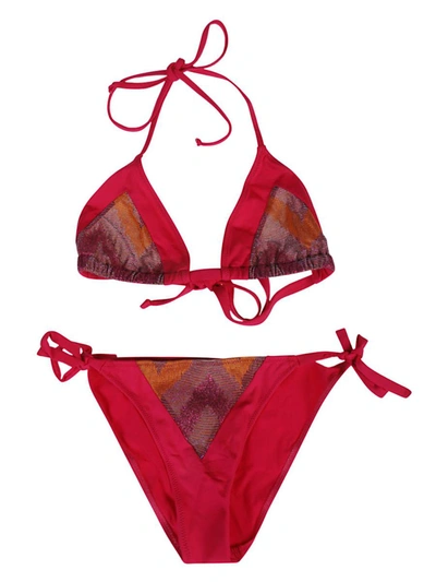 Shop Feel Me Fab One Printed Triangle Bikini Set In Pink