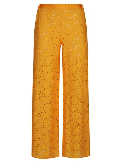 Shop Feel Me Fab Tartana Wide Leg Trousers In Yellow