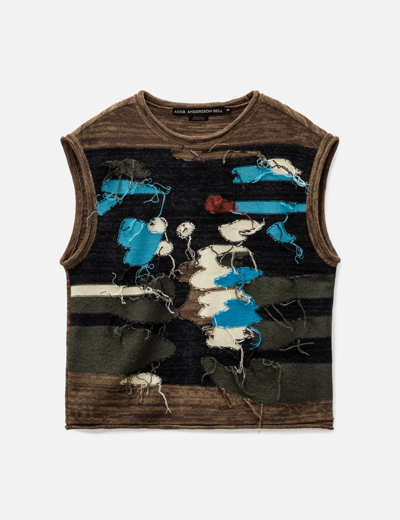 Shop Andersson Bell Blotch Intarsia Crew-neck Vest In Brown