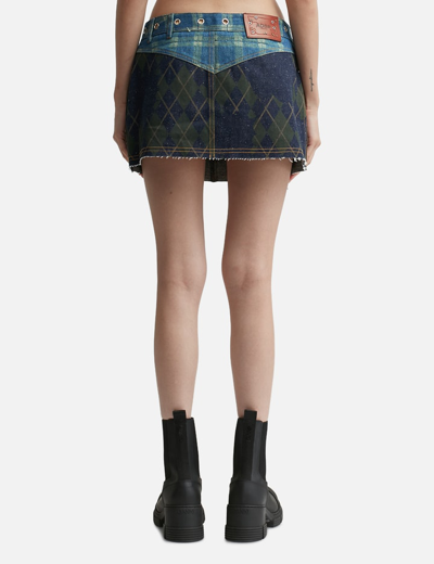 Andersson Bell Kiki Broken Argyle Denim Skirt In Blue