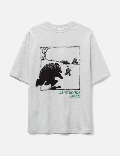 Shop Saintwoods Run 4 Yer Life T-shirt In Grey
