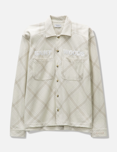 Shop Saintwoods Unlined Flannel Shirt In White