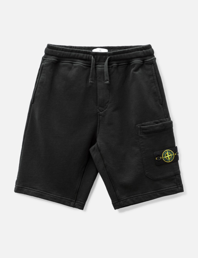 Shop Stone Island Cotton Sweat Shorts In Black