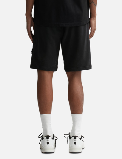 Shop Stone Island Cotton Sweat Shorts In Black
