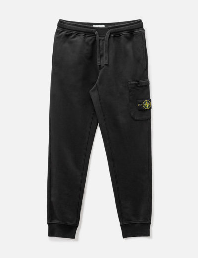 Shop Stone Island Cotton Cargo Sweatpants In Black