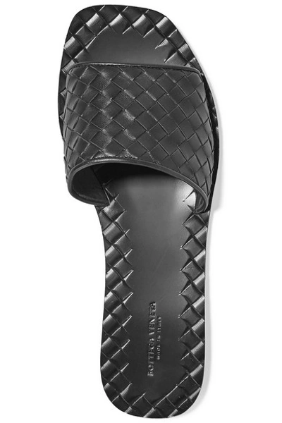 Shop Bottega Veneta Intrecciato Leather Slides In Black