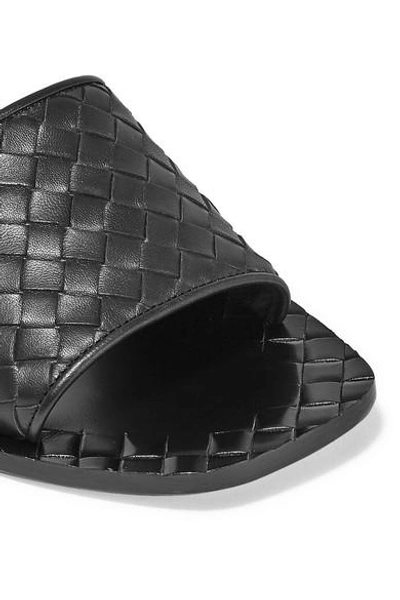 Shop Bottega Veneta Intrecciato Leather Slides In Black