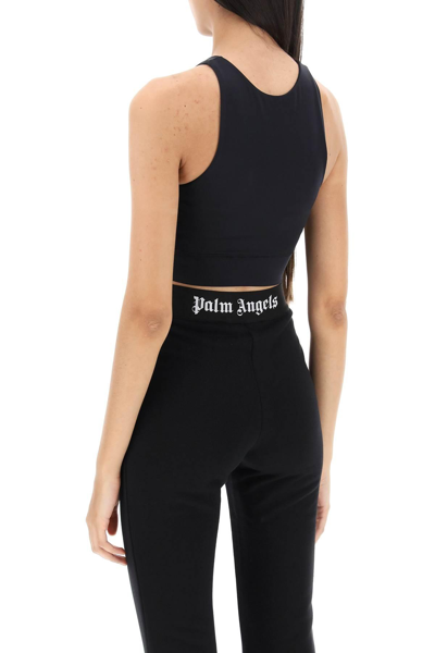 Shop Palm Angels Cropped Top With Side Bands In Black