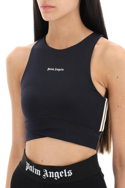 Shop Palm Angels Cropped Top With Side Bands In Black