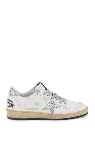 Shop Golden Goose Leather Ballstar Sneakers In White,red