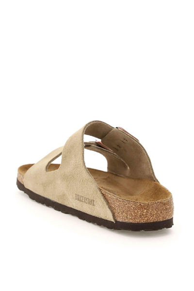 Shop Birkenstock Arizona Mules Soft Footbed In Beige