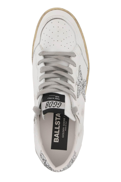 Shop Golden Goose Leather Ballstar Sneakers In White,red