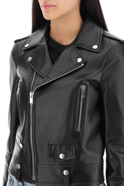 Shop Saint Laurent Biker Jacket In Lamb Leather In Black