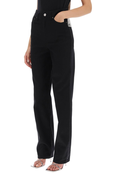 Shop Rotate Birger Christensen Straight Jeans With Cristal Fringes In Black