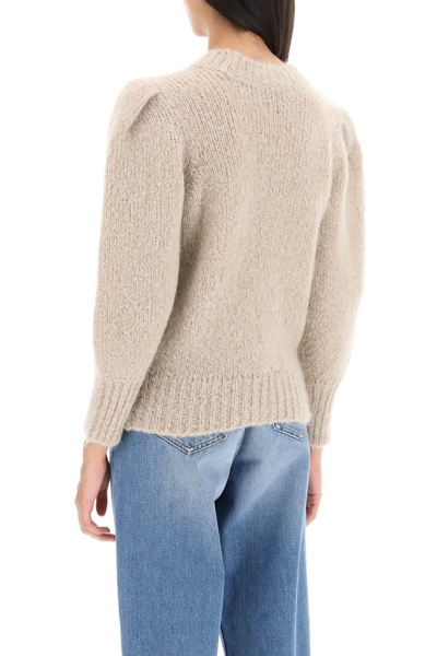 Shop Isabel Marant 'emma' Sweater With Balloon Sleeves In Beige