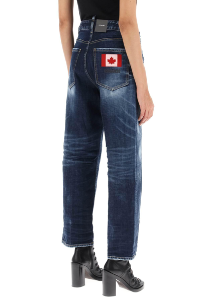 Shop Dsquared2 'boston' Cropped Jeans In Blue