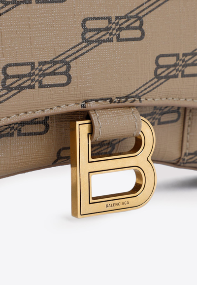 Hourglass BB Monogram Wallet On Chain in Beige - Balenciaga
