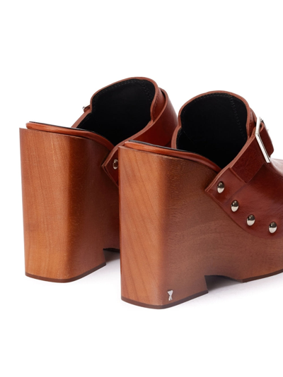 Shop Ami Alexandre Mattiussi Ami Paris Women 120mm Leather Platform Clogs In Brown