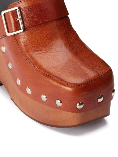 Shop Ami Alexandre Mattiussi Ami Paris Women 120mm Leather Platform Clogs In Brown