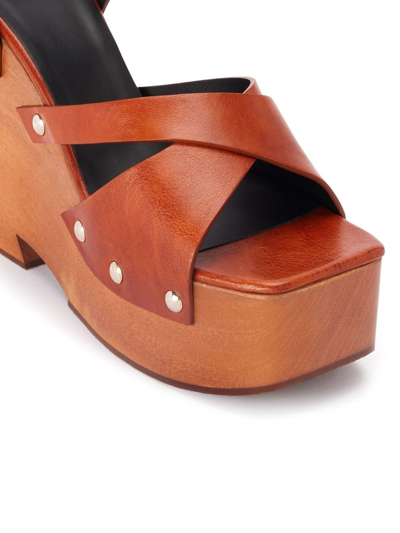 Shop Ami Alexandre Mattiussi Ami Paris Women 120mm Leather Platform Sandals In Brown