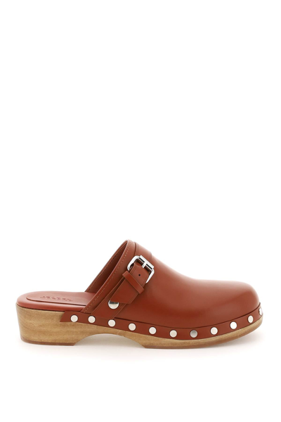Shop Isabel Marant 'thalie' Leather Clogs Women In Brown