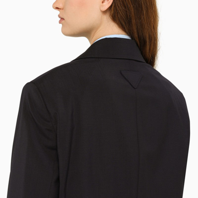Shop Prada Blue Single-breasted Jacket In Wool Women