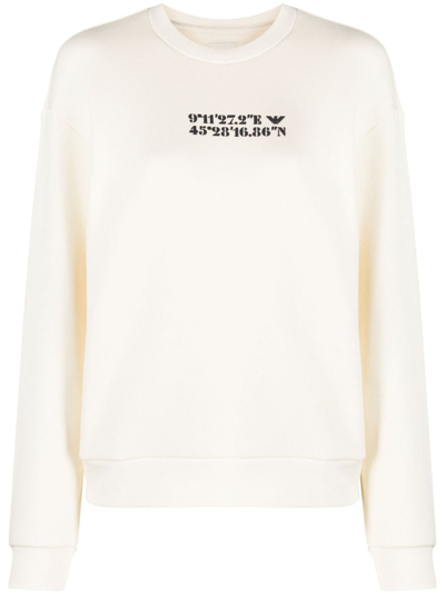Shop Emporio Armani Coordinate-print Cotton Sweatshirt In Nude
