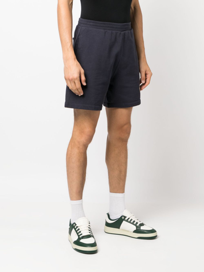 Shop Bally Logo-print Organic-cotton Track Shorts In Blau