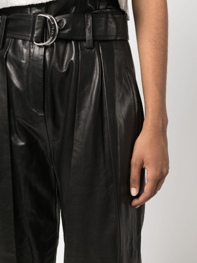Shop Iro Adica Straight-leg Leather Trousers In Schwarz