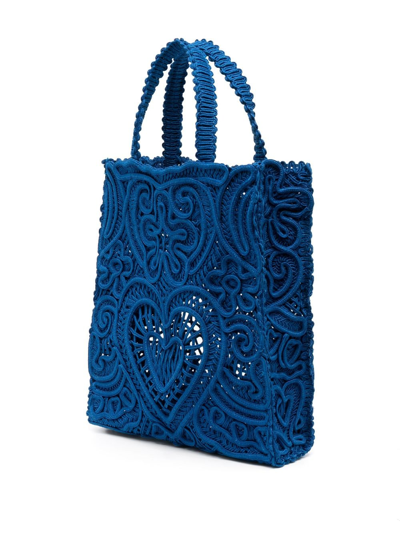 Dolce & Gabbana Medium Beatrice Cordonetto-lace Tote Bag In Blau