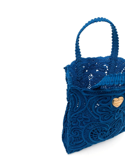 Dolce & Gabbana Medium Beatrice Cordonetto-lace Tote Bag In Blau
