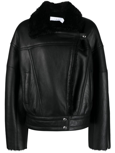 Shop Iro Octavi Leather Biker Jacket In Schwarz