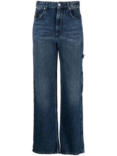 Shop Marant Etoile Straight-leg Cotton Jeans In Blau