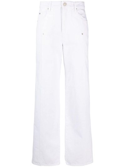 Shop Marant Etoile Straight-leg Cotton Jeans In Weiss