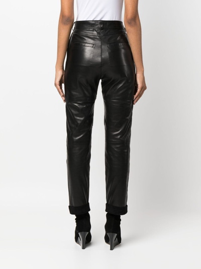 Shop Iro Aysel Leather Trousers In Schwarz
