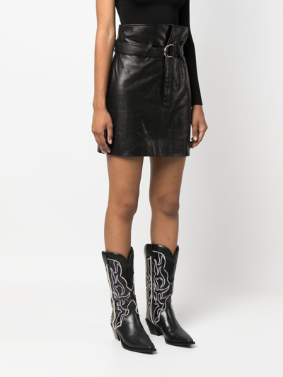 Shop Iro Angelica Belted Leather Skirt In Black