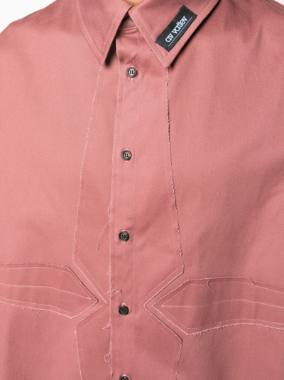 Shop Av Vattev Raw-cut Edge Cotton Shirt In Rosa