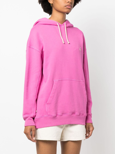 Shop Autry Logo-patch Cotton Hoodie In Rosa
