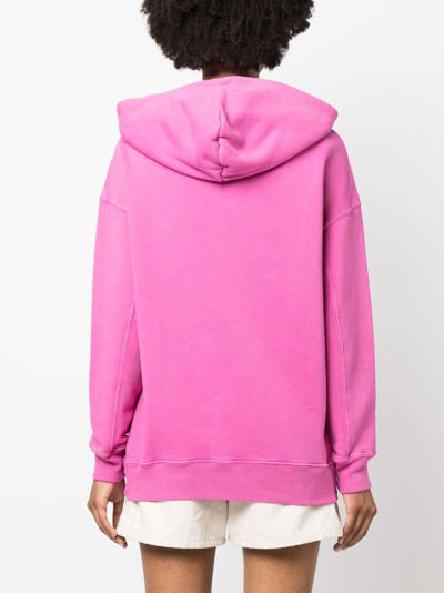 Shop Autry Logo-patch Cotton Hoodie In Rosa