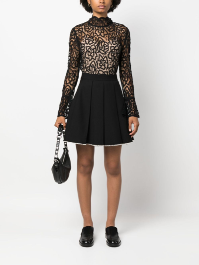 Twinset Double-layer Lace Blouse In Schwarz