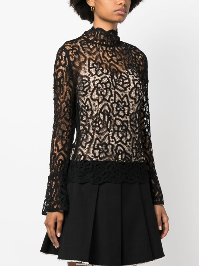 Twinset Double-layer Lace Blouse In Schwarz