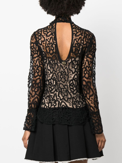 Twinset Double-layer Lace Blouse In Schwarz