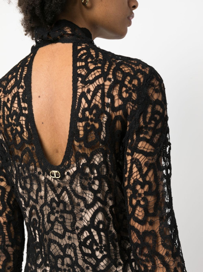 Twinset Double-layer Lace Blouse In Schwarz