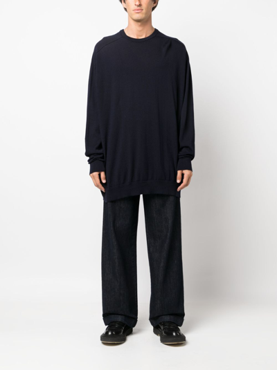 Shop Société Anonyme Sadrsa Round-neck Virgin-wool Jumper In Blau