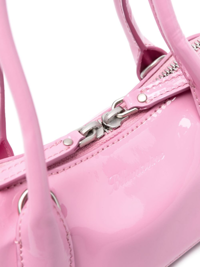 Shop Blumarine High-shine Finish Leather Tote Bag In Rosa
