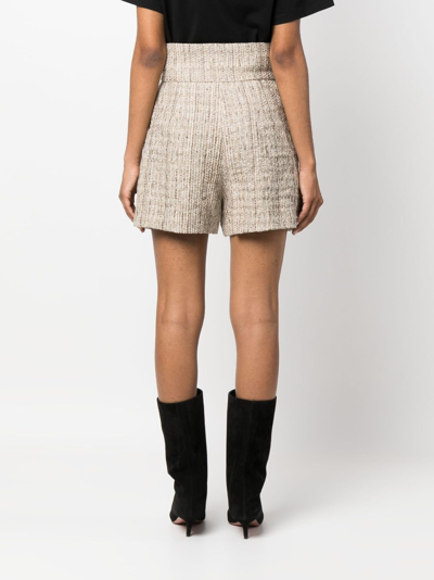 Shop Iro Lormi Concealed-fastening Tweed Shorts In Nude
