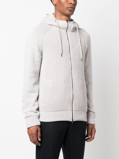 Shop Herno Zip-fastening Wool Hooded Jacket In Grau