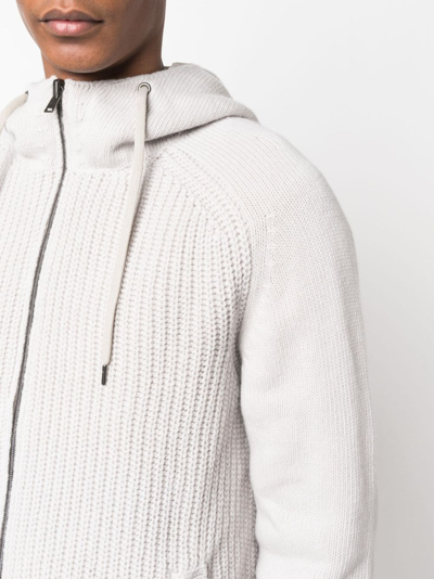 Shop Herno Zip-fastening Wool Hooded Jacket In Grau
