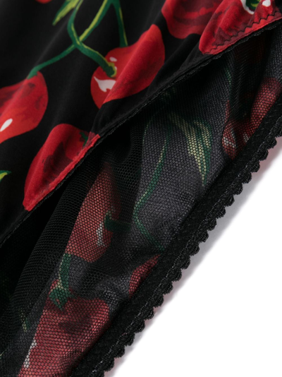 Shop Dolce & Gabbana Cherry-print High-waist Briefs In Black